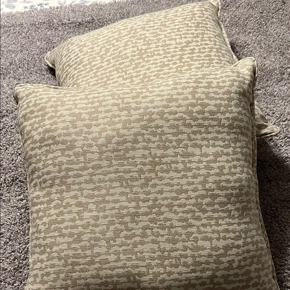 Textured Cream and Tan Throw Pillow